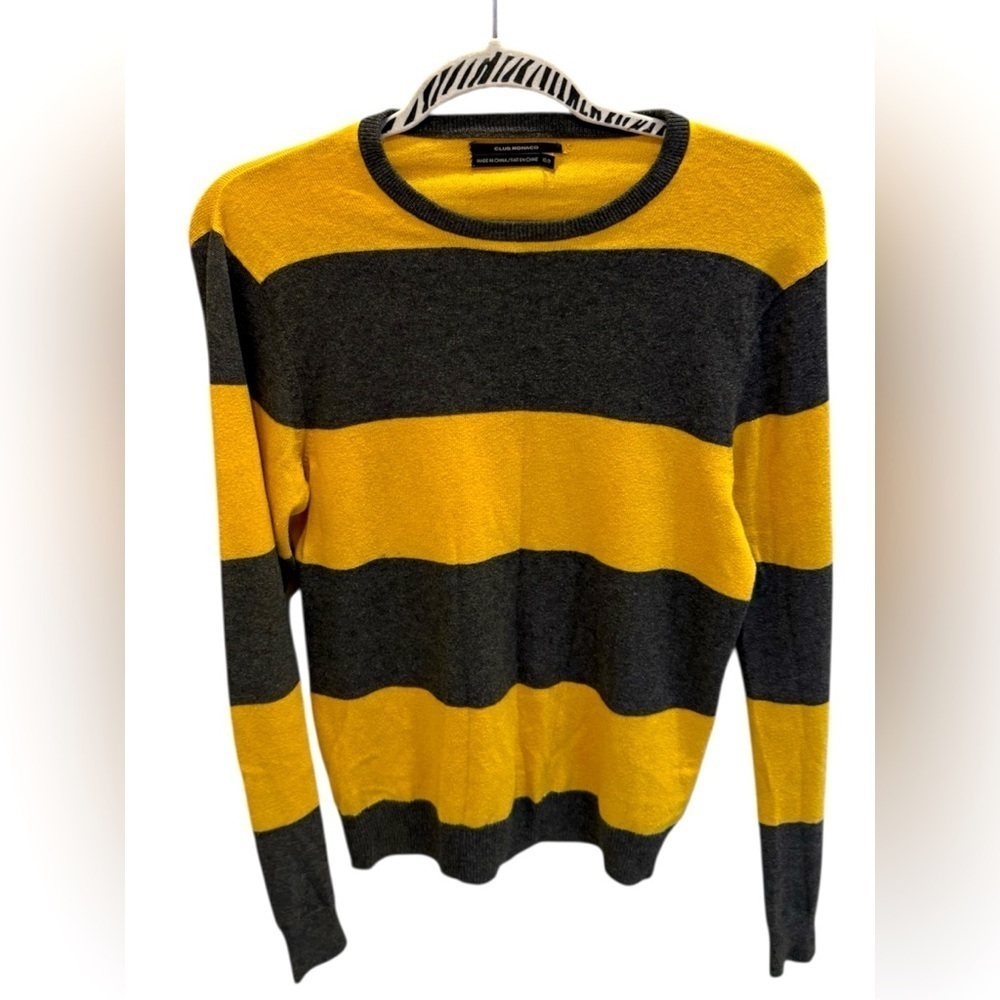 Club Monaco Striped Yellow and Black Sweater Cashmere Blend Men’s Size XS